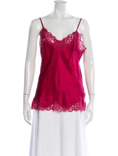 Pre-owned Gold Hawk Silk Lace Pattern Blouse In Red