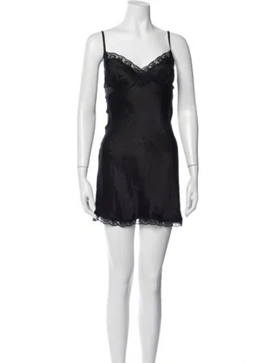 Pre-owned Gold Hawk Silk Lace Pattern Nightgown In Blue