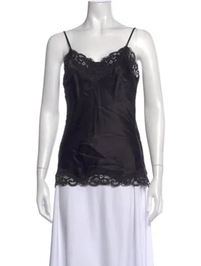 Pre-owned Gold Hawk Silk Lace Pattern Top In Black