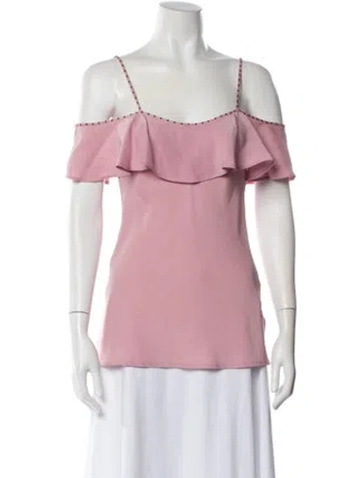 Pre-owned Gold Hawk Silk Off-the-shoulder Blouse In Pink