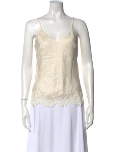 Pre-owned Gold Hawk Silk Paisley Print Top In Neutral