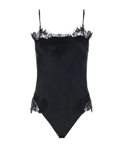 Gold Hawk Sleeveless Bodysuit In Black