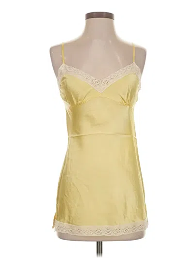 Pre-owned Gold Hawk Sleeveless Silk Top Yellow Sweetheart Neckline Tops