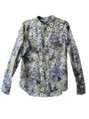 Gold Hawk Tropical Pocket Blouse In Blue Multi In Gray