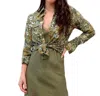 Gold Hawk Tropical Pocket Blouse In Olive Multi In Green