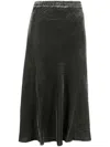 Gold Hawk Grey Velvet Flared Midi Skirt
