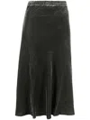 Gold Hawk Grey Velvet Flared Midi Skirt