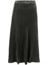 Gold Hawk Grey Velvet Flared Midi Skirt In Gray