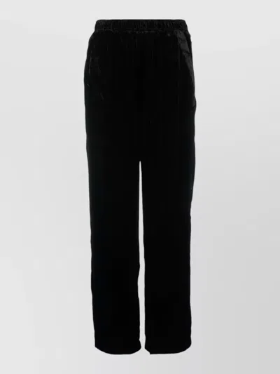 Gold Hawk Velvet Lounge Trousers Straight Leg Pockets In Black