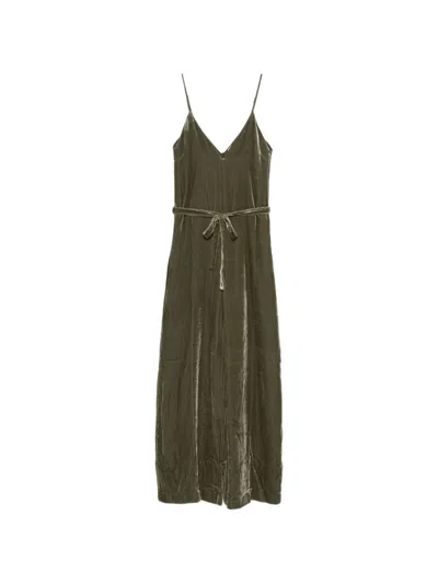 Gold Hawk Velvet Palazzo Jumpsuit In 그린