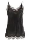 Gold Hawk Black Sleeveless Top With Adjustable Spaghetti Straps And Floral Emellishment In Grey
