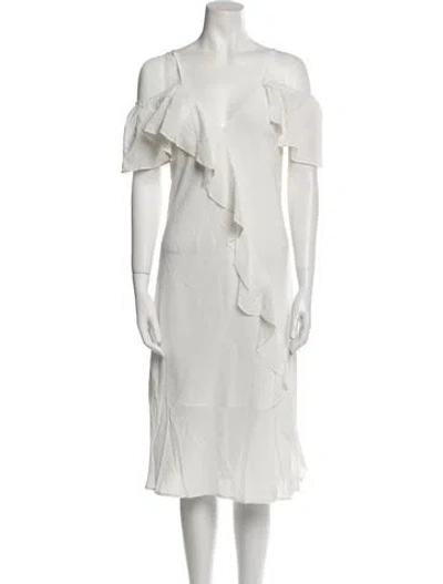 Pre-owned Gold Hawk Victoria Midi Length Dress W/ Tags In White