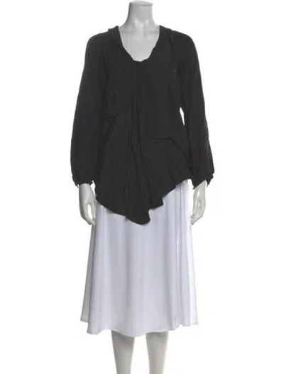 Pre-owned Gold Hawk V-neck Long Sleeve Blouse In Black