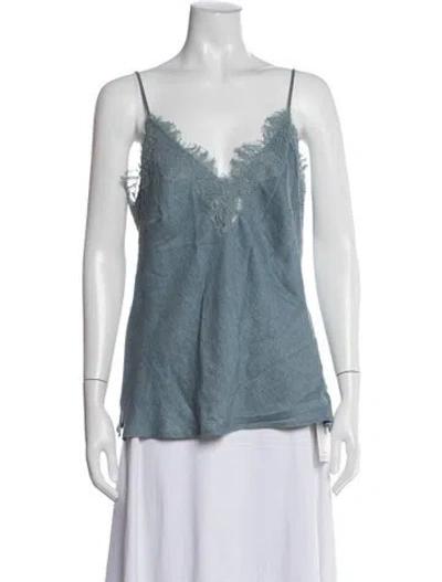 Pre-owned Gold Hawk V-neck Sleeveless Top In Blue