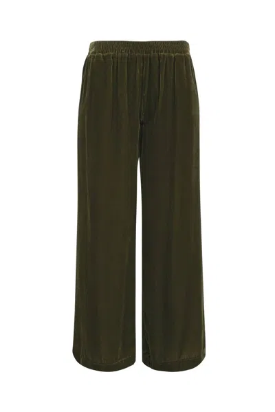 Gold Hawk Wide Leg Velvet Pants In Duffle Green In Multi