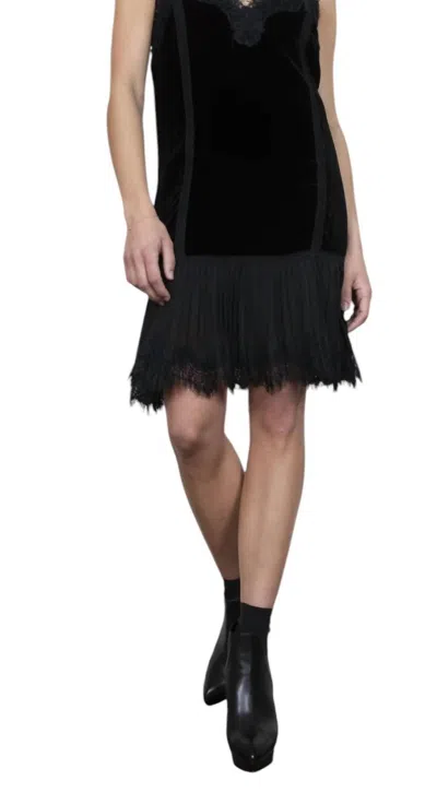 Gold Hawk Willa Velvet Pleated Panel Dress In Black
