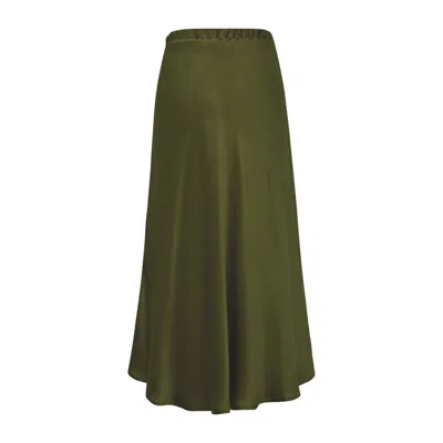 Gold Hawk Women's Bias Flare Midi Skirt In Dark Olive In Green