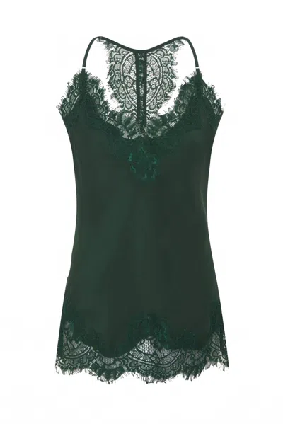 Gold Hawk Women's Lucy Lace Silk Trim Cami In Hunter Green