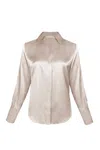 Gold Hawk Women's Runway Silk Shirt In Beige In Neutral