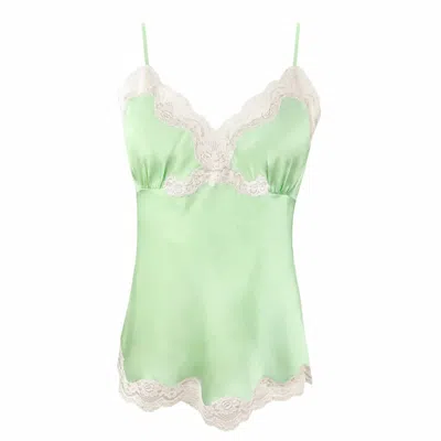 Gold Hawk Women's Silk With Lace Camisole In Lime Sherbet In Green