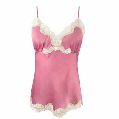 Gold Hawk Women's Silk With Lace Camisole In Pink Lemonade