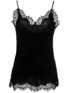 Gold Hawk Black Sleeveless Top With Adjustable Spaghetti Straps And Floral Emellishment In Black