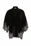 Gold Hawk Women's Velvet Coco Lace Kimono In Black In Black