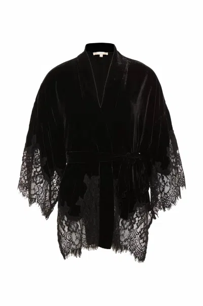 Gold Hawk Women's Velvet Coco Lace Kimono In Black