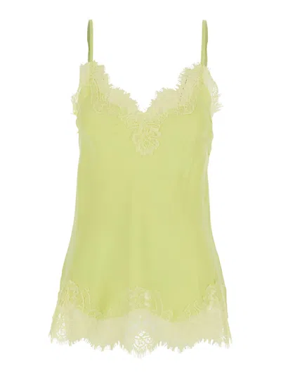 Gold Hawk Yellow Top With Lace Embroidery Details And Thin Straps In Fabric Woman In Green