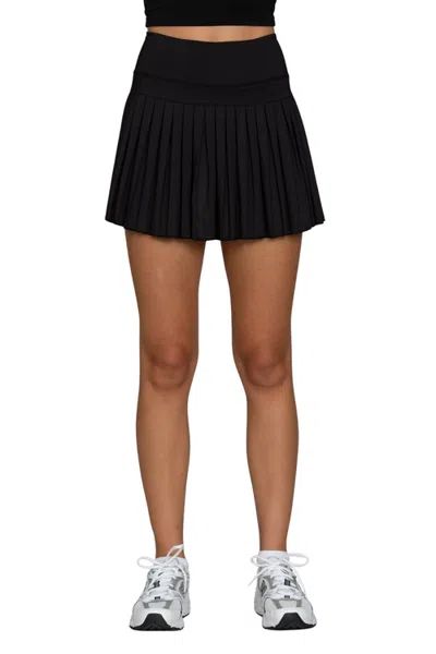 Gold Hinge 15" Pleated Tennis Skirt In Black
