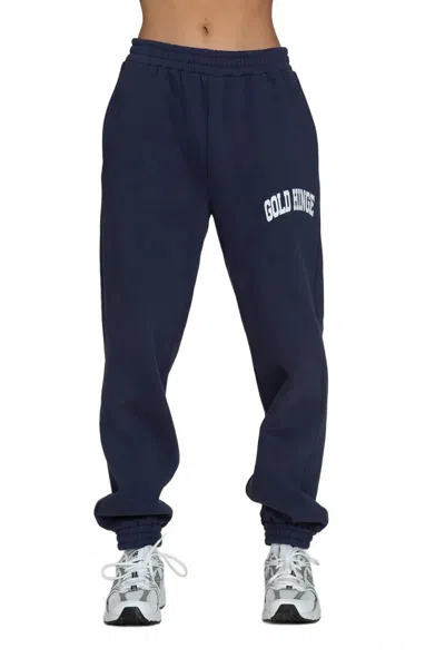 Gold Hinge Cinched Jogger Ankle Sweat Pants In Dark Denim In Blue