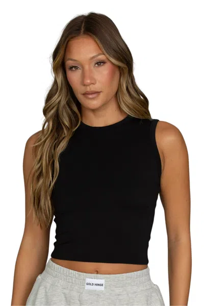 Gold Hinge Coresculpt Crop Tank In Black