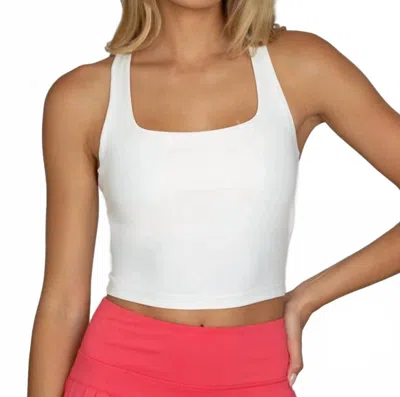 Gold Hinge Criss Cross Back Yoga Tank In White