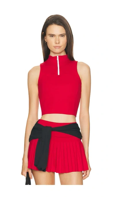 Gold Hinge Day To Night Quarter Zip Top In Red