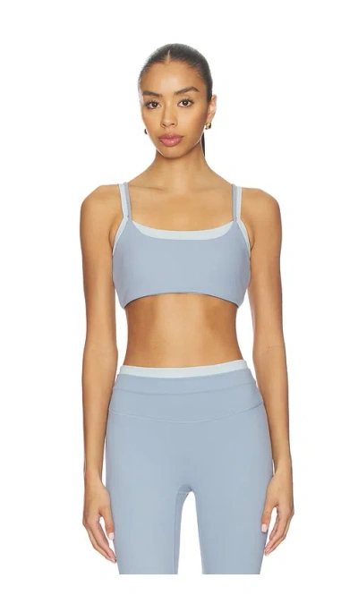 Gold Hinge Double Layer Strydeform Sports Bra In Blue