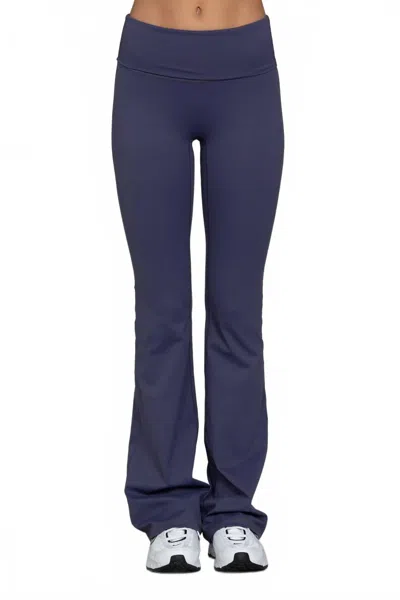 Gold Hinge Essential Foldover Flare Pant In Pale Indigo In Blue