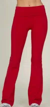 Gold Hinge Essential Foldover Flare Pant In Ruby In Red