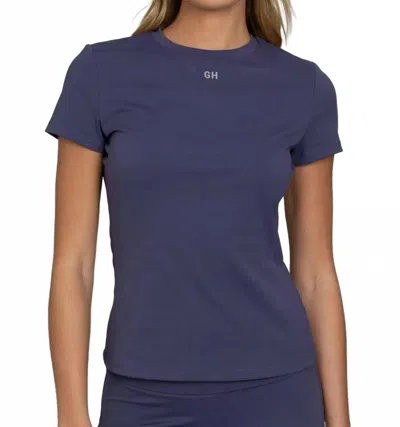 Gold Hinge Essential Full Length Short Sleeve Top In Pale Indigo In Blue