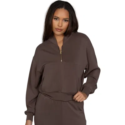 Gold Hinge Luxesoft Lounge Quarter Zip In Mocha