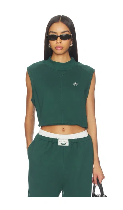 Gold Hinge Mock Neck Sleeveless Top In Green