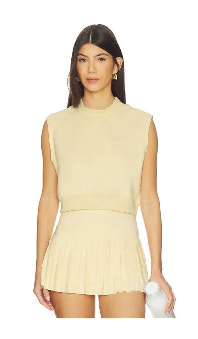 Gold Hinge Mock Neck Sleeveless Top In Yellow