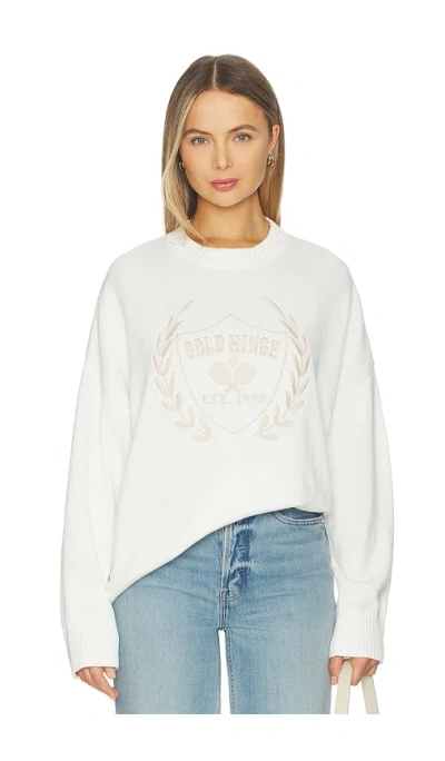 Gold Hinge Oversized Crest Sweater In White