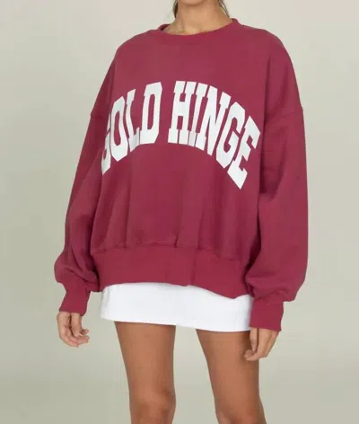 Gold Hinge Oversized Fit Sweatshirt In Burgundy
