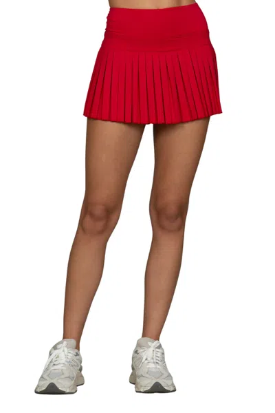 Gold Hinge Pleated Tennis Skirt In Ruby