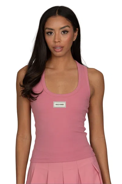 Gold Hinge Ribbed Cotton Tank In Desert Rose