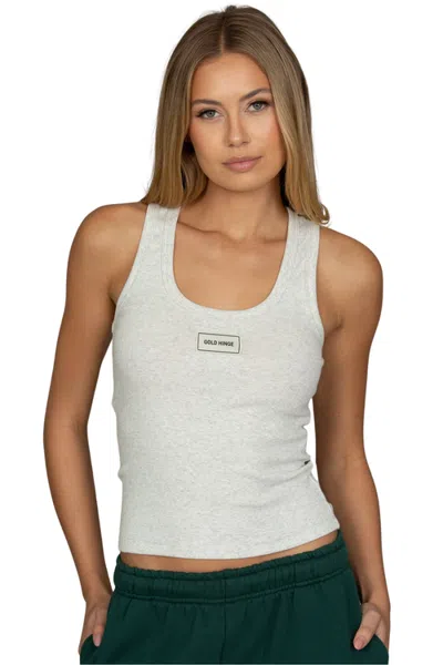 Gold Hinge Ribbed Cotton Tank In Heather Grey