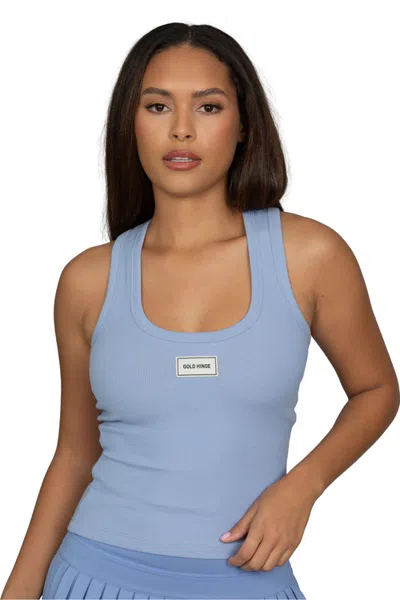 Gold Hinge Ribbed Cotton Tank In Periwinkle