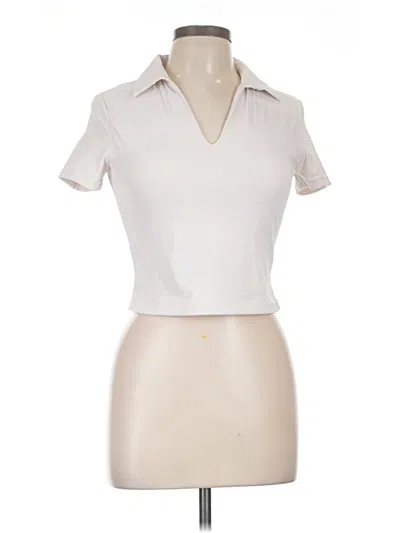 Pre-owned Gold Hinge Short Sleeve Top Ivory Collared Neckline Tops