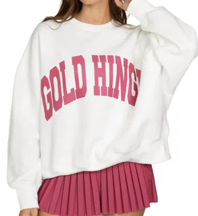 Gold Hinge Wide Arm Sweatshirt In White Raspberry In Multi