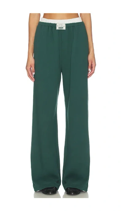 Gold Hinge Wide Leg Sweatpant In Green